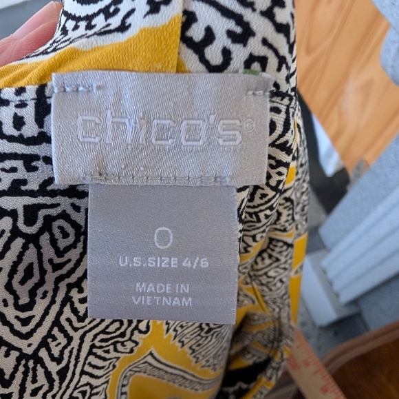 Chico's Yellow and Black Paisley Maxi Dress Size "0" - Picture 3 of 3